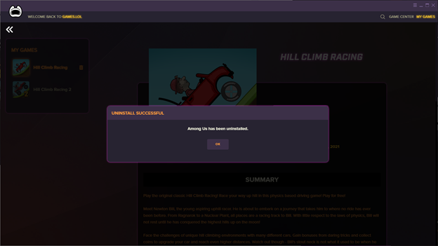 How to uninstall a game in Games.lol Play Store? - GamesLOL